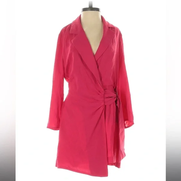 Zara Fuchsia Blazer Romper NWT Wrap Belted Buckle Mini Jumpsuit XS - Picture 8 of 8